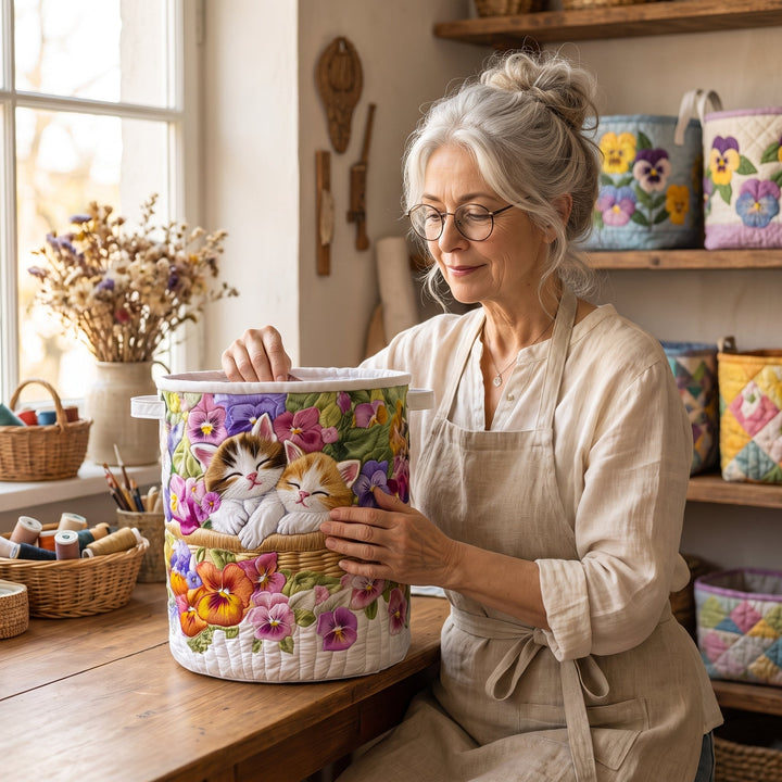 Feline Chaos Quilted Laundry Basket 8