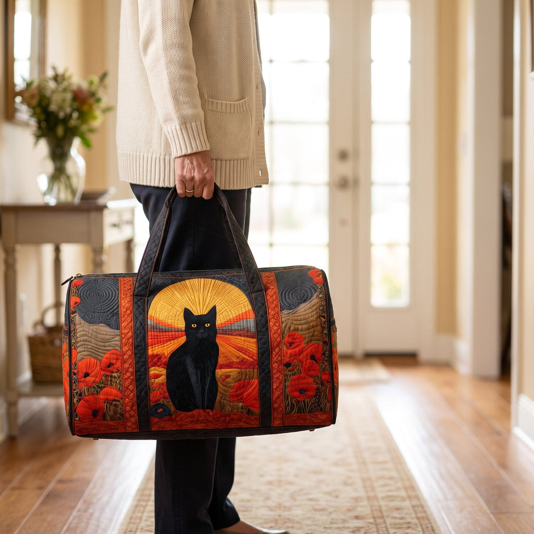 Sunset Cat Quilted Duffle Bag 2
