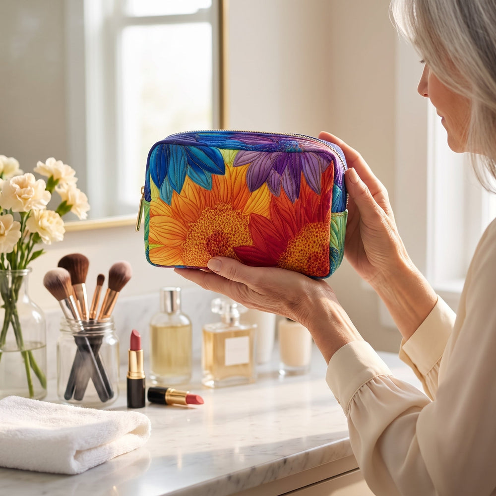 Summer Bloom Quilted Makeup Bag 2