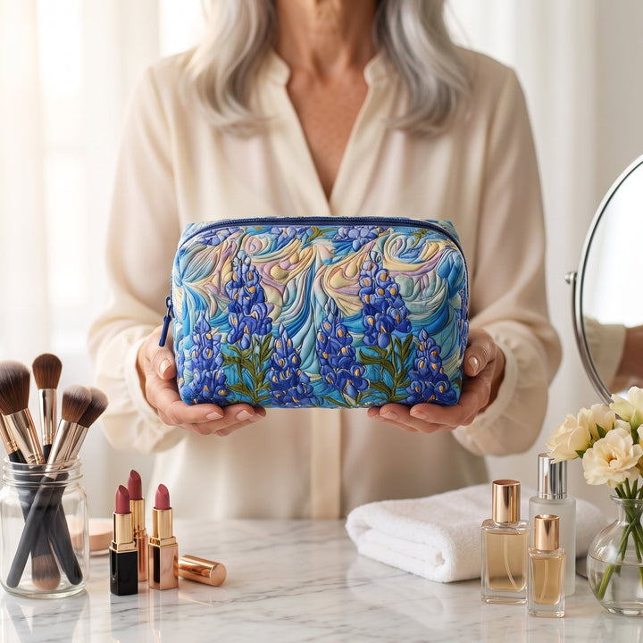 Floral Swirl Quilted Makeup Bag 2