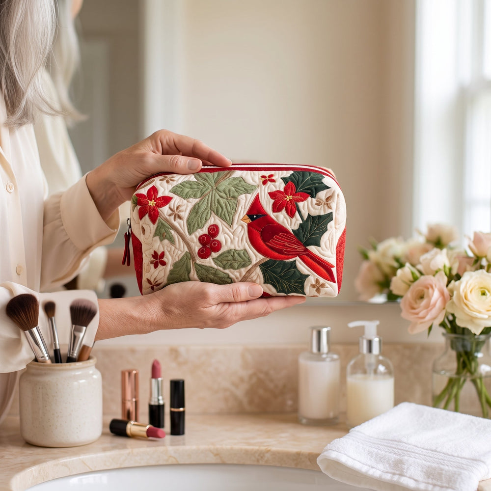 Holly Cardinal Quilted Makeup Bag 2