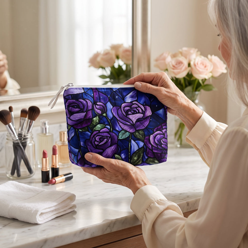 Midnight Rose Quilted Makeup Bag 2