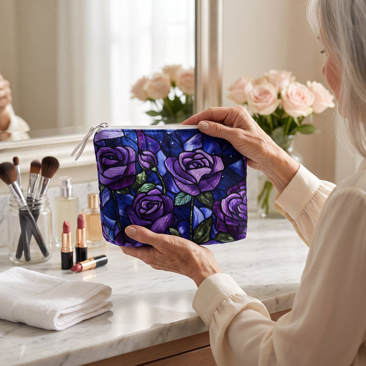 Midnight Rose Quilted Makeup Bag 2