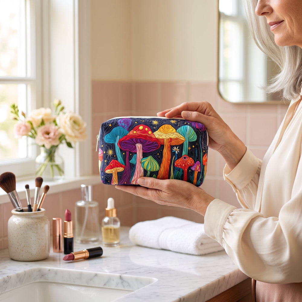 Groovy Shroom Quilted Makeup Bag 2