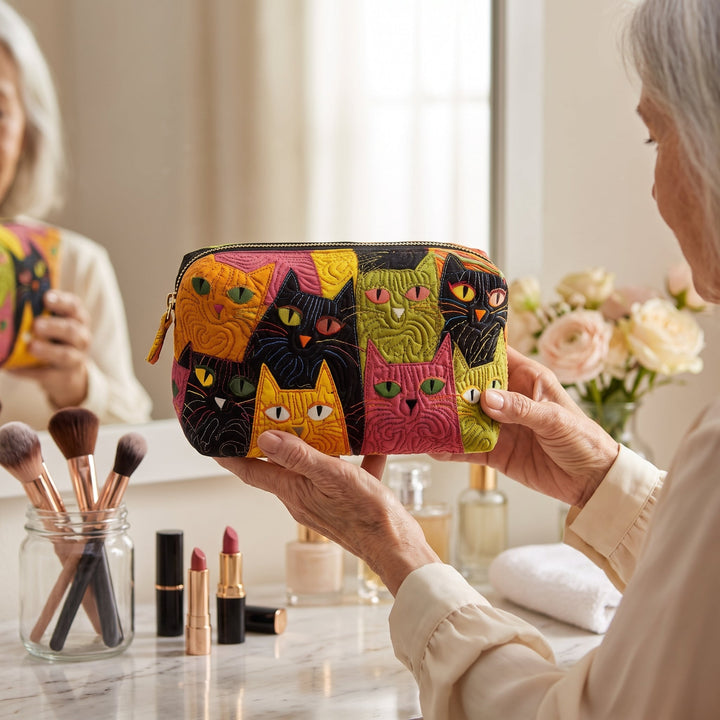 Cat Garden Quilted Makeup Bag 2