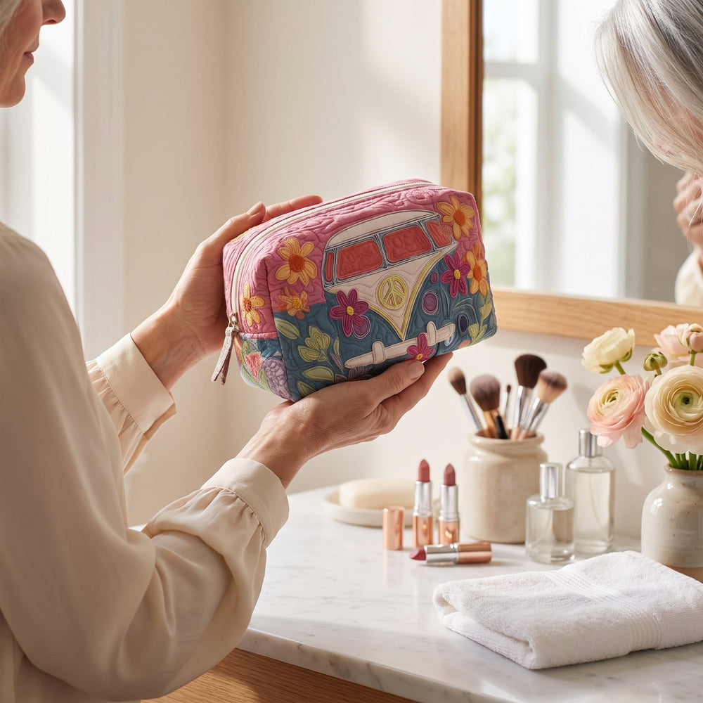 Retro Bloom Journey Quilted Makeup Bag 2