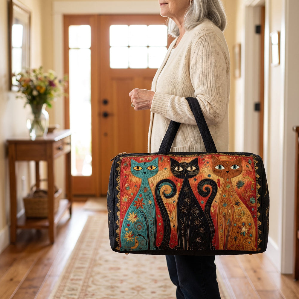Enchanted Cats Trio Quilted Duffle Bag 2