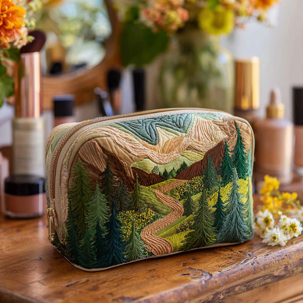 Emerald Canopy Quilted Makeup Bag 1