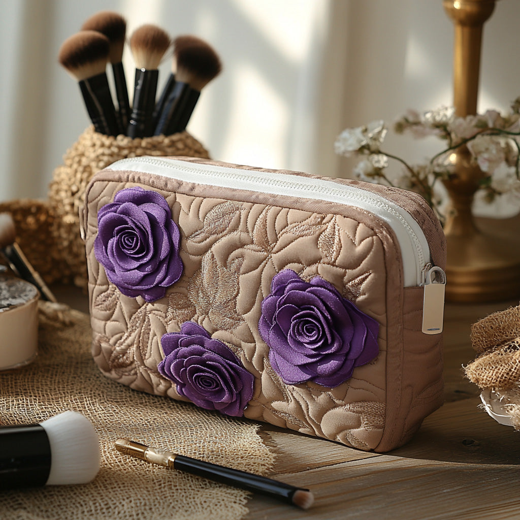 Enchanted Rose Quilted Makeup Bag 1