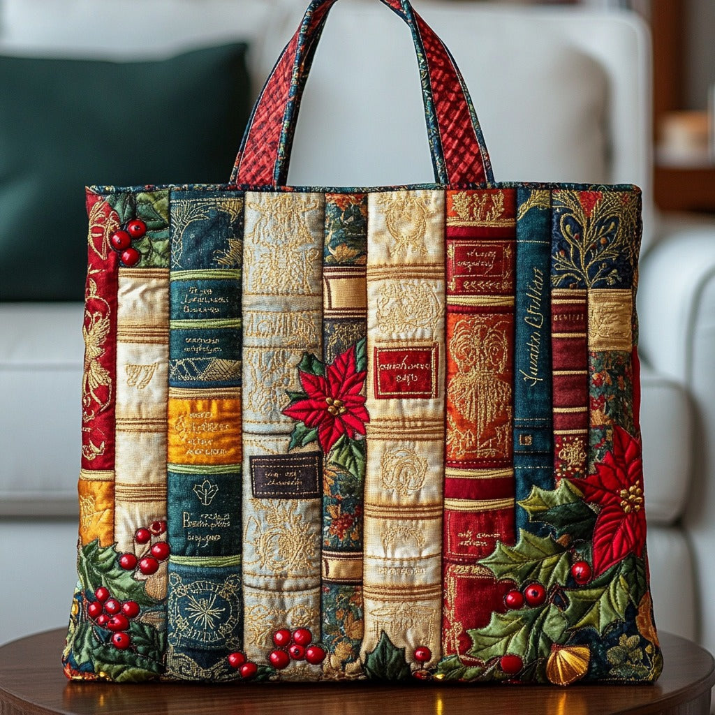 Holiday Books Quilted Tote Bag 1