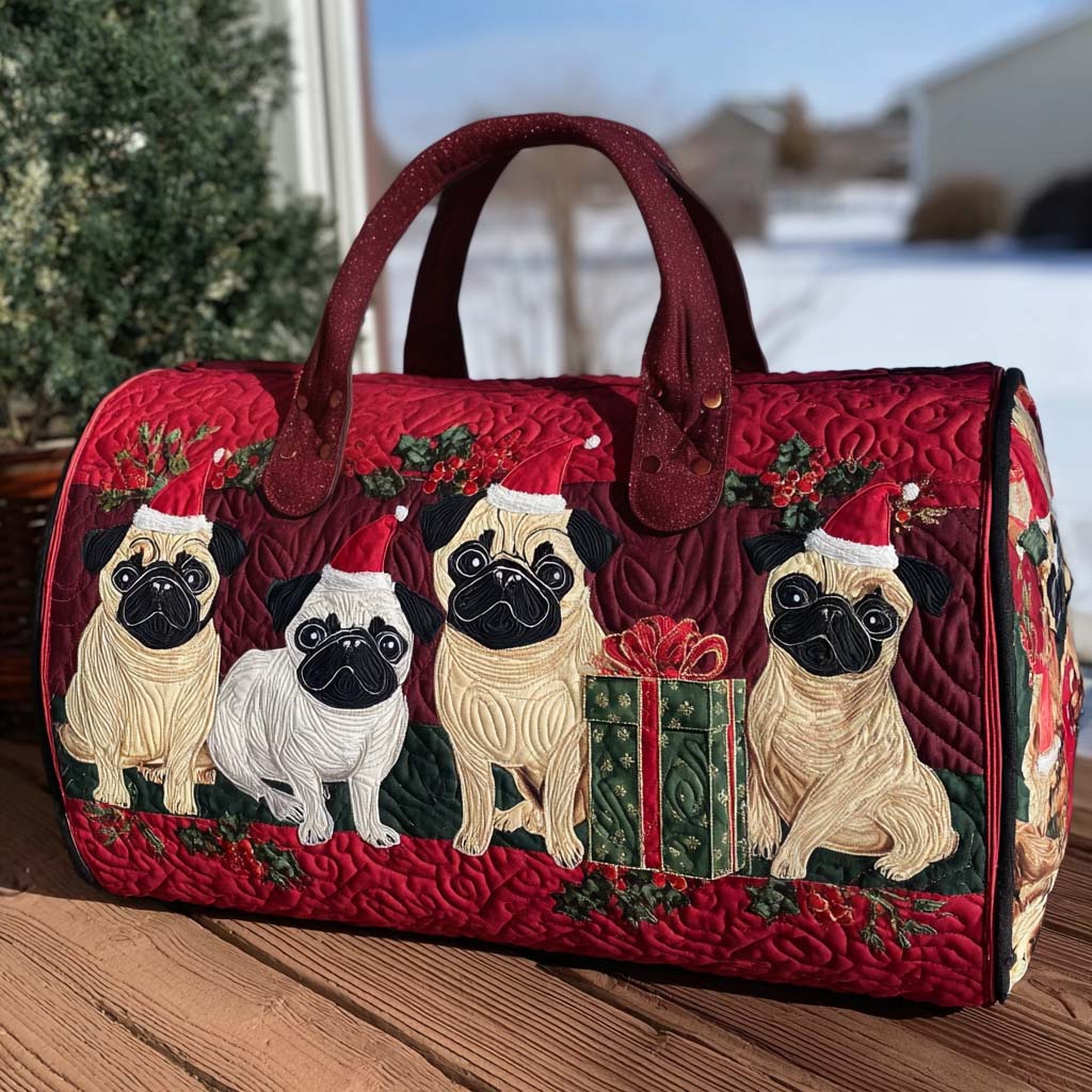 Holiday Pugsy Quilted Duffle Bag 1