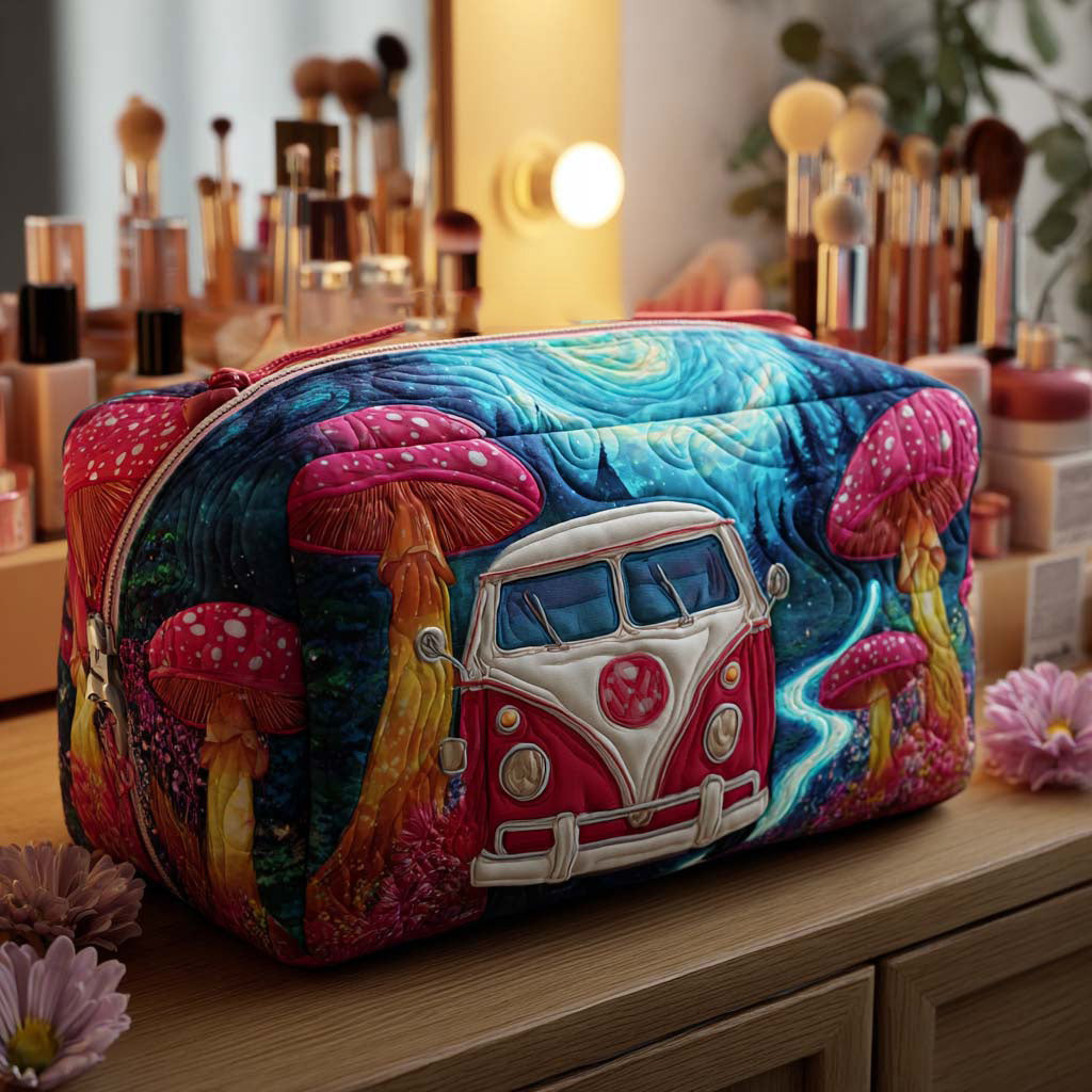 Magic Mushroom Ride Quilted Makeup Bag 1
