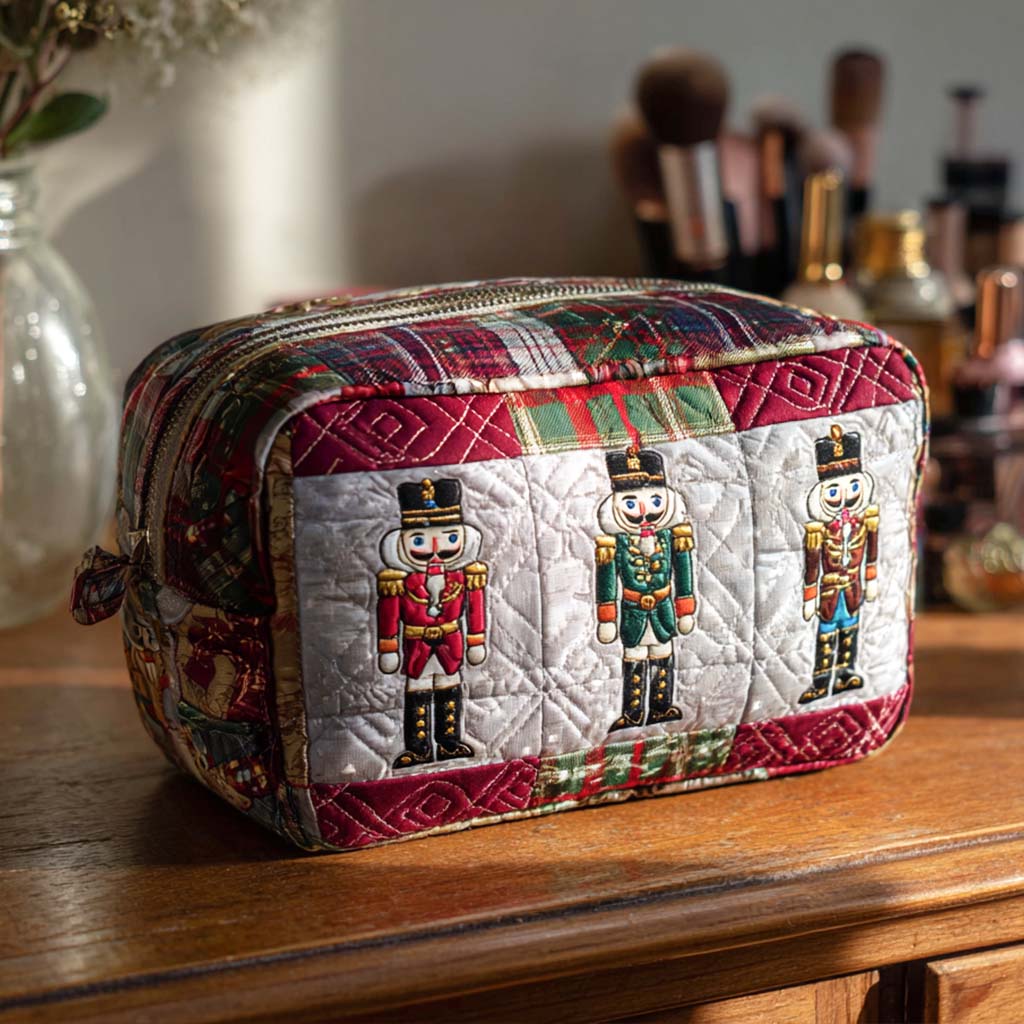 Merry Nutcracker Quilted Makeup Bag 1