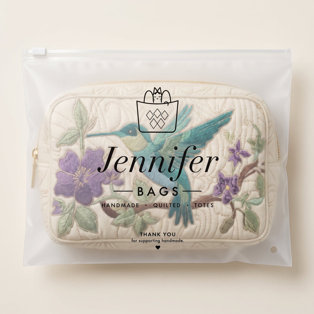 Hummingbird Bloom Quilted Makeup Bag 7