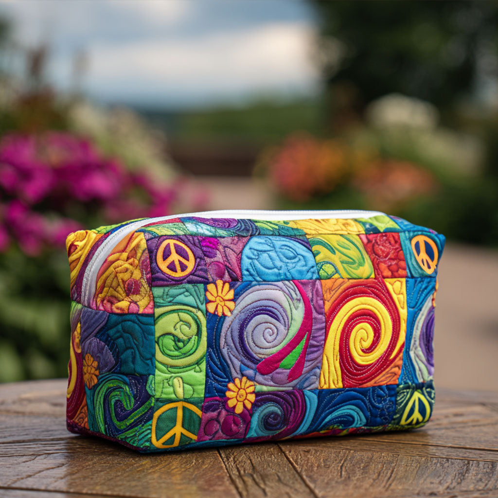 Peace Vibe Quilted Makeup Bag 1