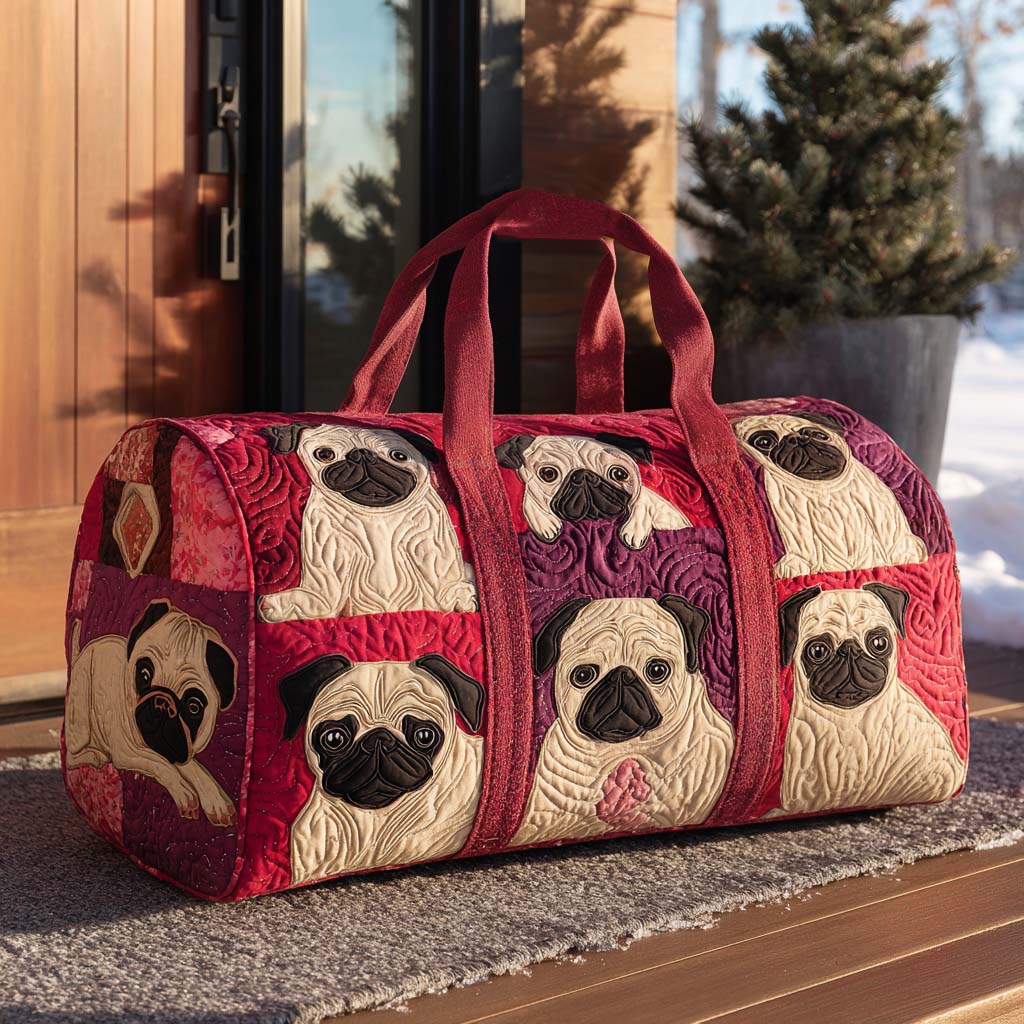 Puggy Wiggles Quilted Duffle Bag 1