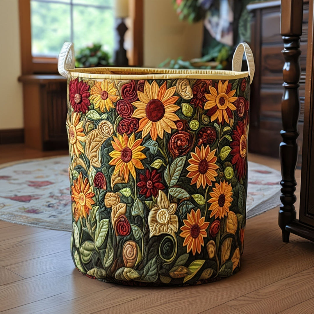 Amber Meadow Quilted Laundry Basket 1