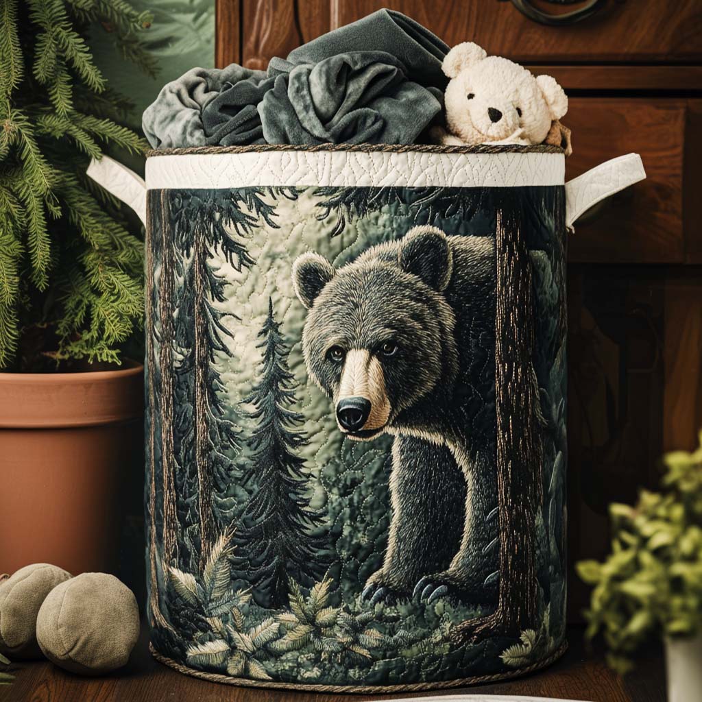 Bear Paws Quilted Laundry Basket 1
