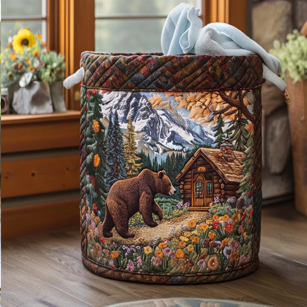 Bear's Cabin Quilted Laundry Basket 1
