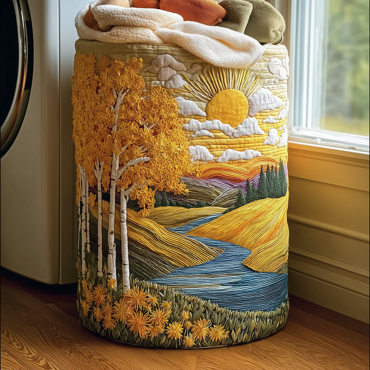 Birch Breeze Quilted Laundry Basket 1