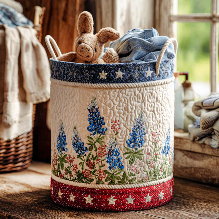 Blue Lupin Quilted Laundry Basket 5