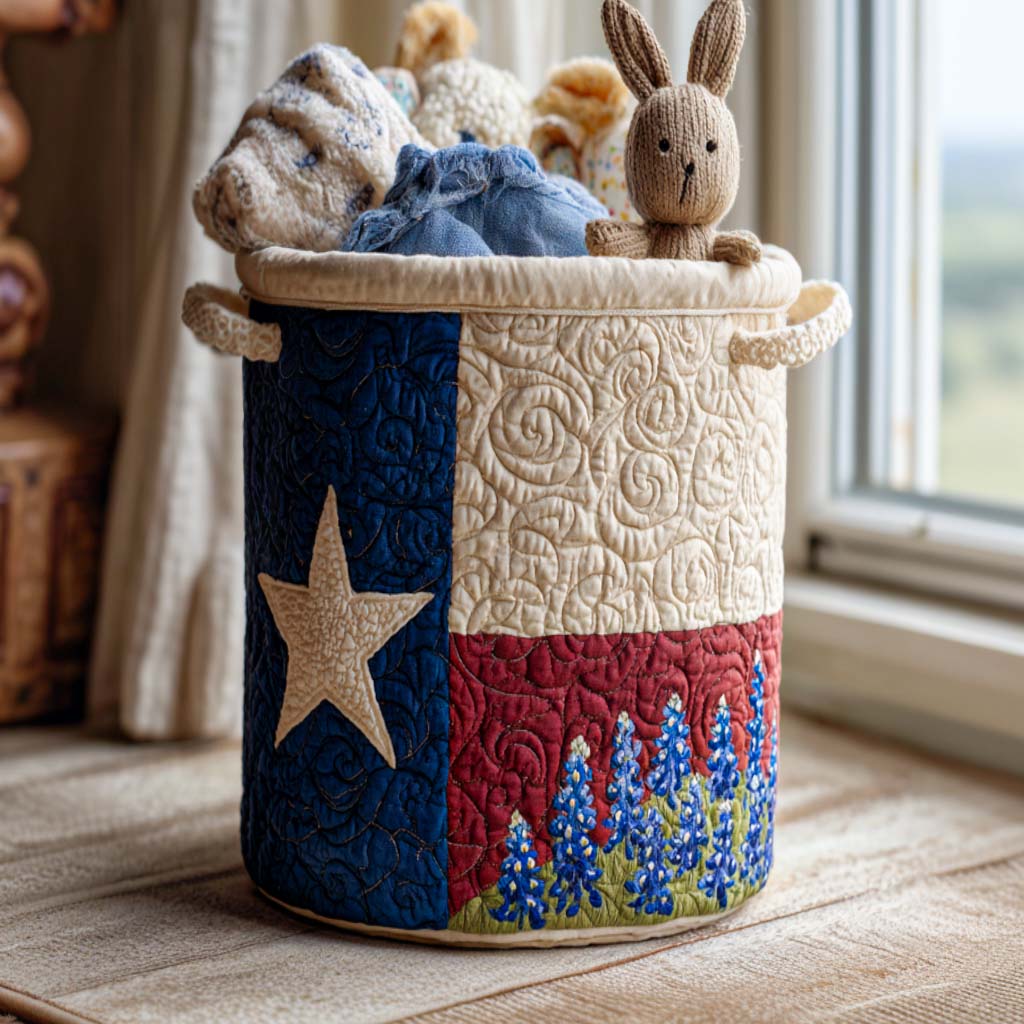 Blue Lupin Quilted Laundry Basket 7