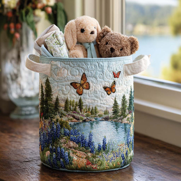 Blue Lupin Quilted Laundry Basket 8