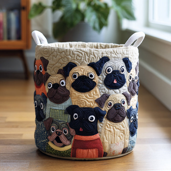 Bulldog Spirit Quilted Laundry Basket 1