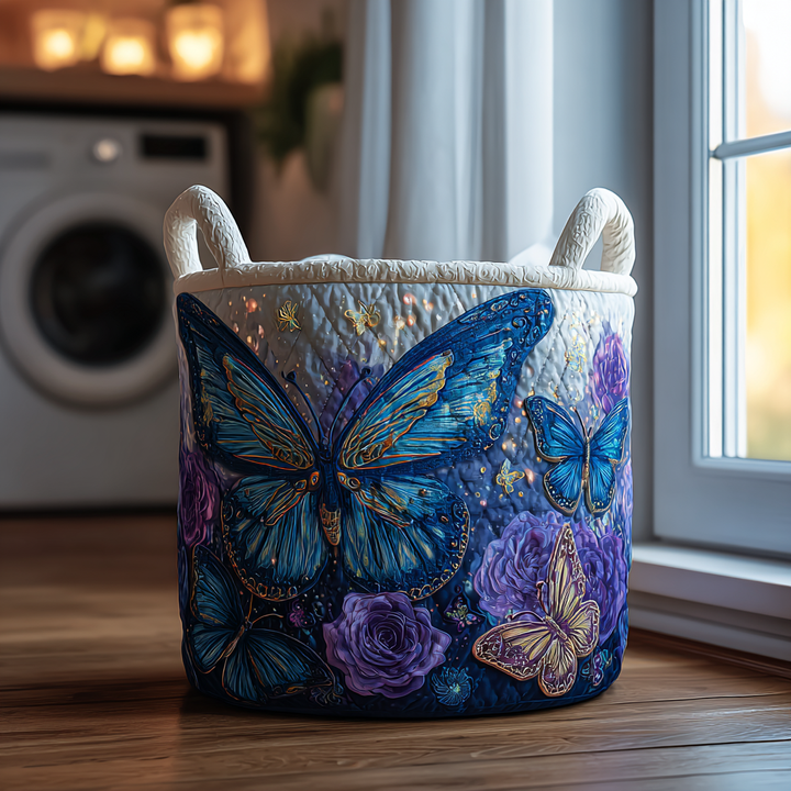 Butterflies Quilted Laundry Basket 1