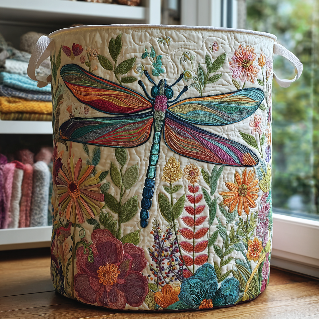 Butterfly Garden Quilted Laundry Basket 1