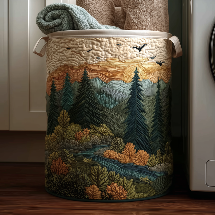 Calm Pines Quilted Laundry Basket 1