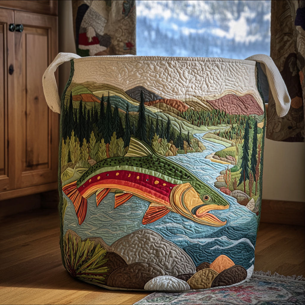 Calm Stream Quilted Laundry Basket 1