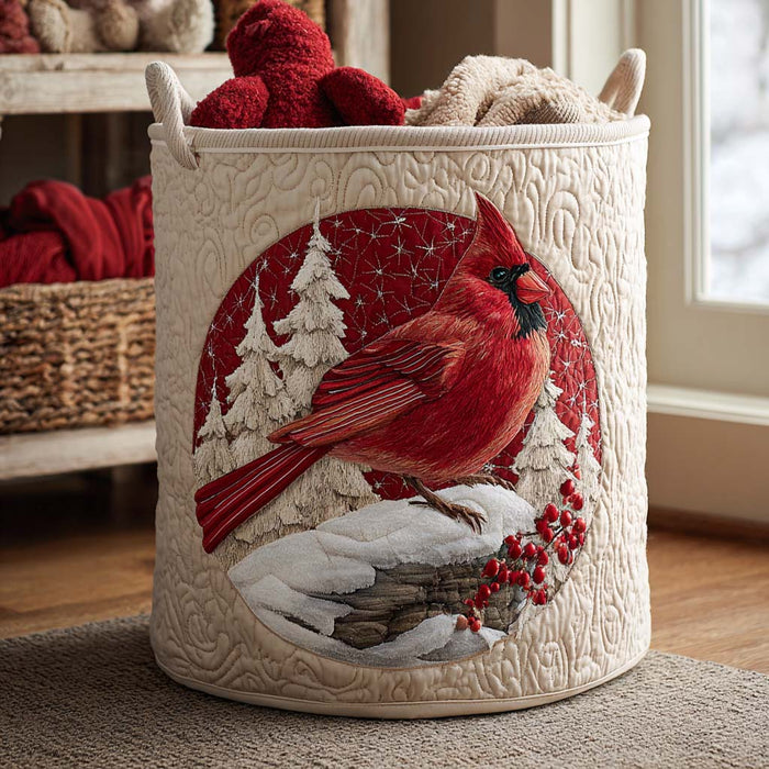 Cardinal Red Quilted Laundry Basket 1