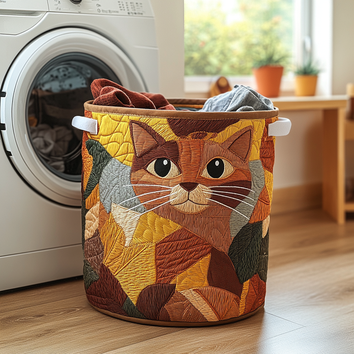 Cat Cocoon Quilted Laundry Basket 1