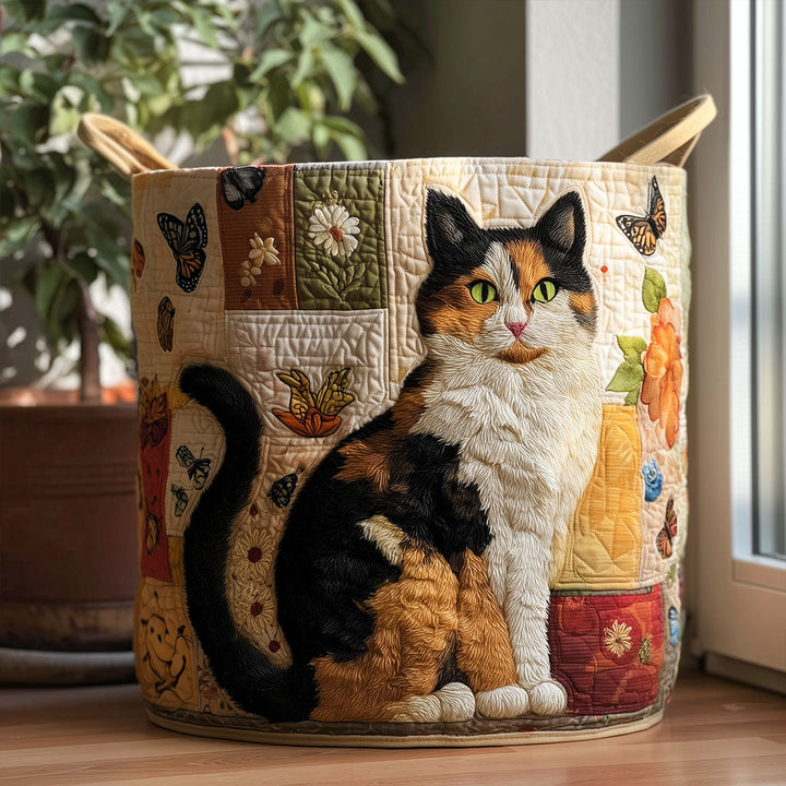 Cat Dreams Quilted Laundry Basket 1