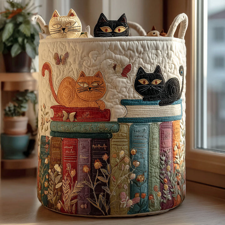 Cat Quilted Laundry Basket 1