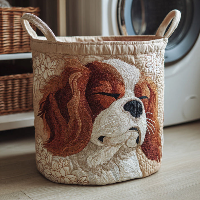 Cavalier King Charles Quilted Laundry Basket 1