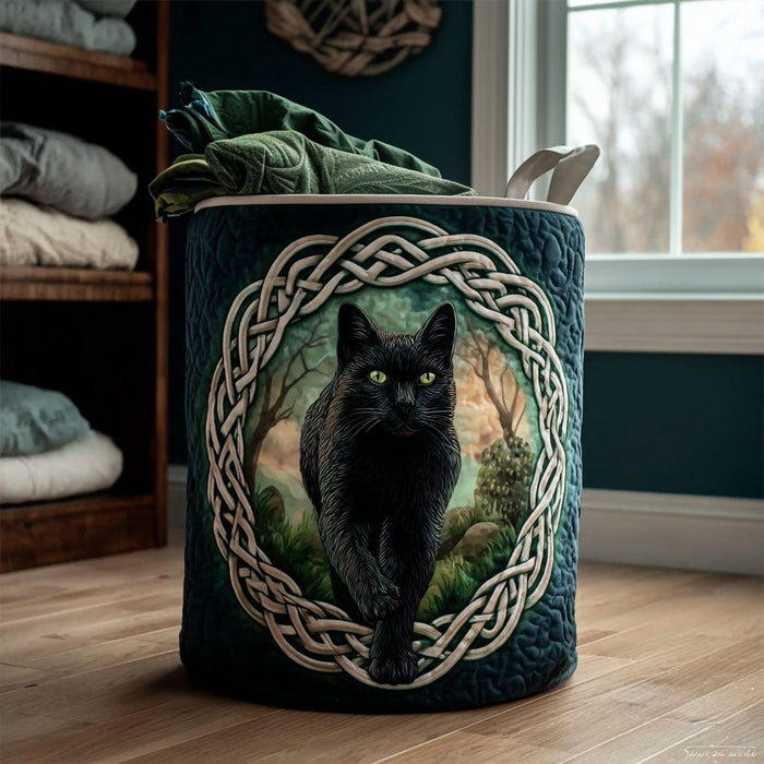 Celtic Style Quilted Laundry Basket 1