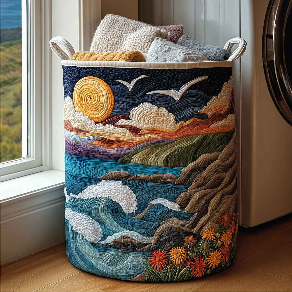 Coast at Dawn Quilted Laundry Basket 1