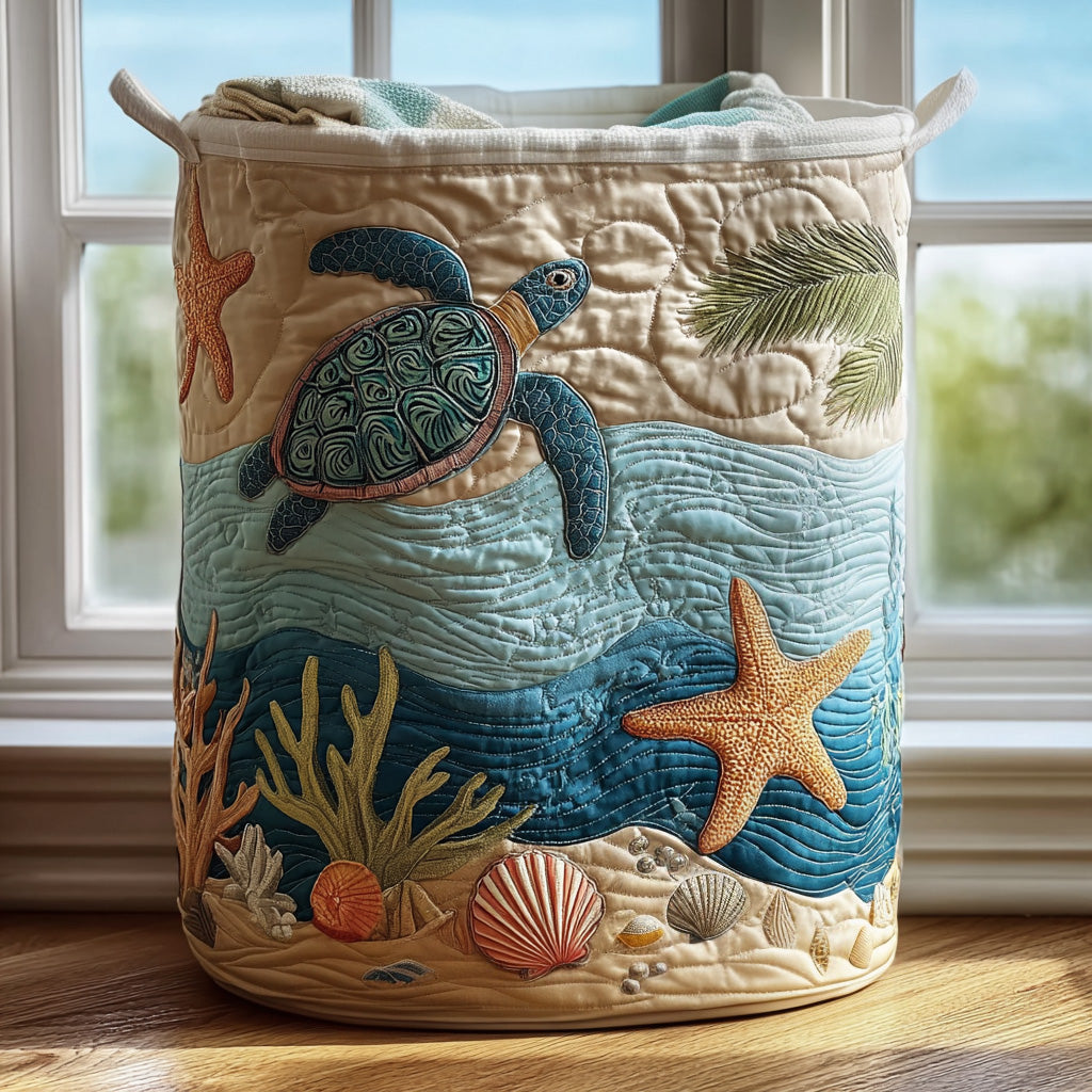 Coastal Harmony Quilted Laundry Basket 1