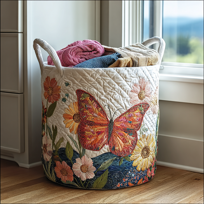 Colorful Beauty Quilted Laundry Basket 1