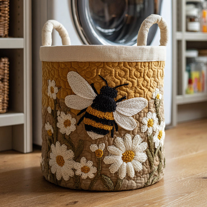 Daisy & Bee Quilted Laundry Basket 1