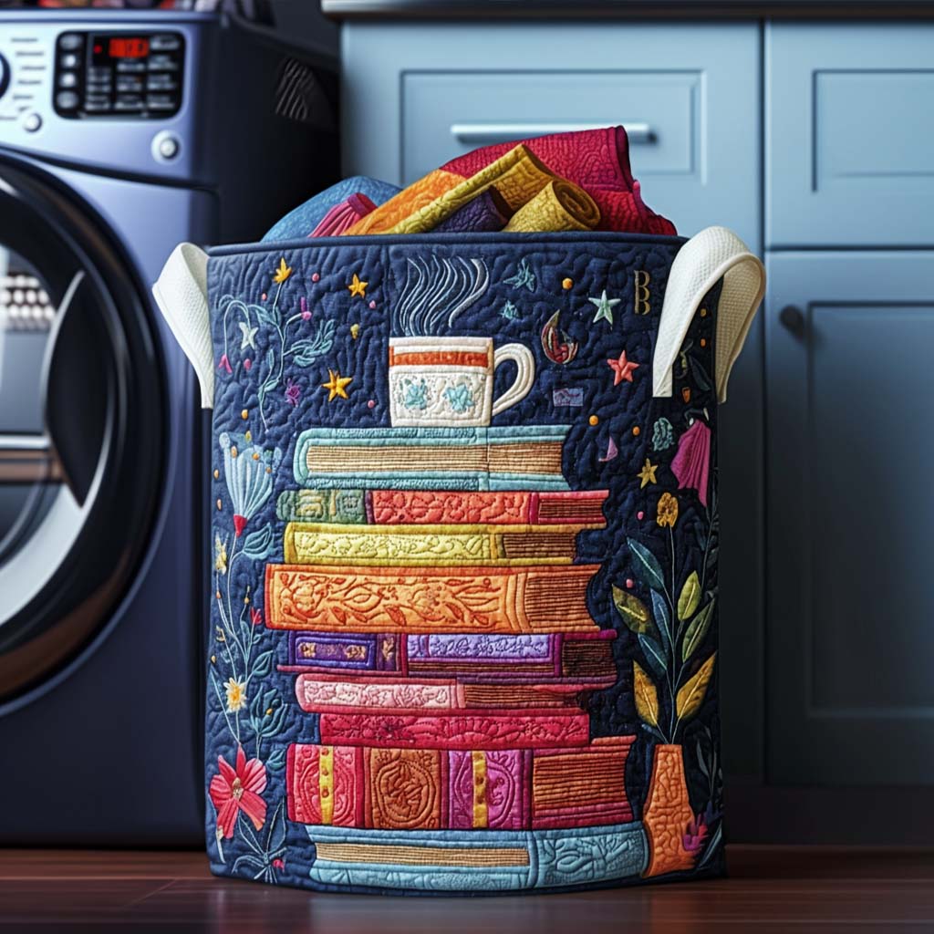 Dreamy Pages Quilted Laundry Basket 1