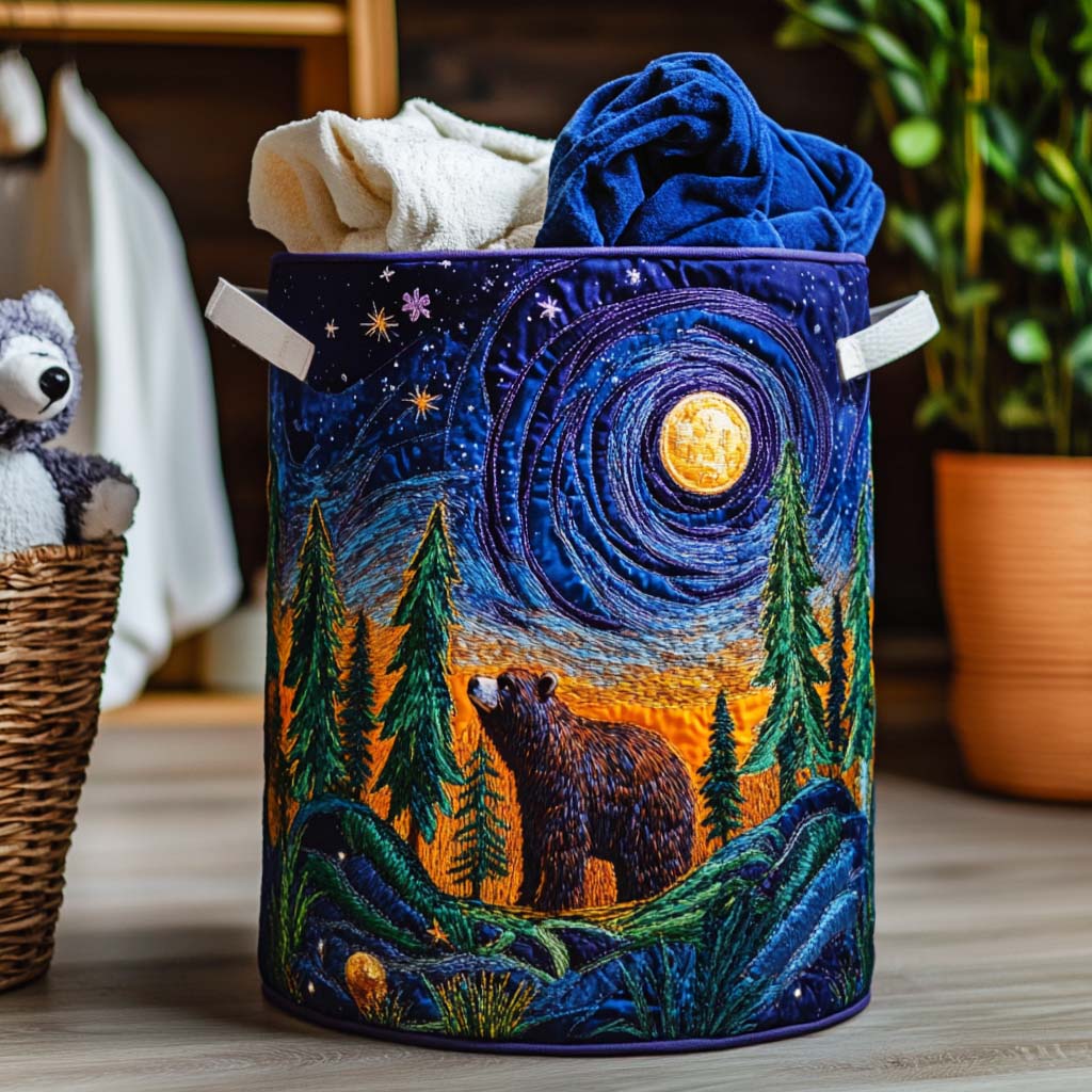 Dreamy Teddy Bear Quilted Laundry Basket 1