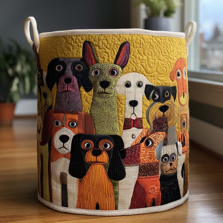 Fantasy Dogs Quilted Laundry Basket 1