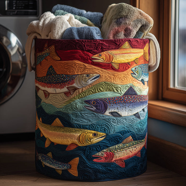 Fantasy Trout Quilted Laundry Basket 1