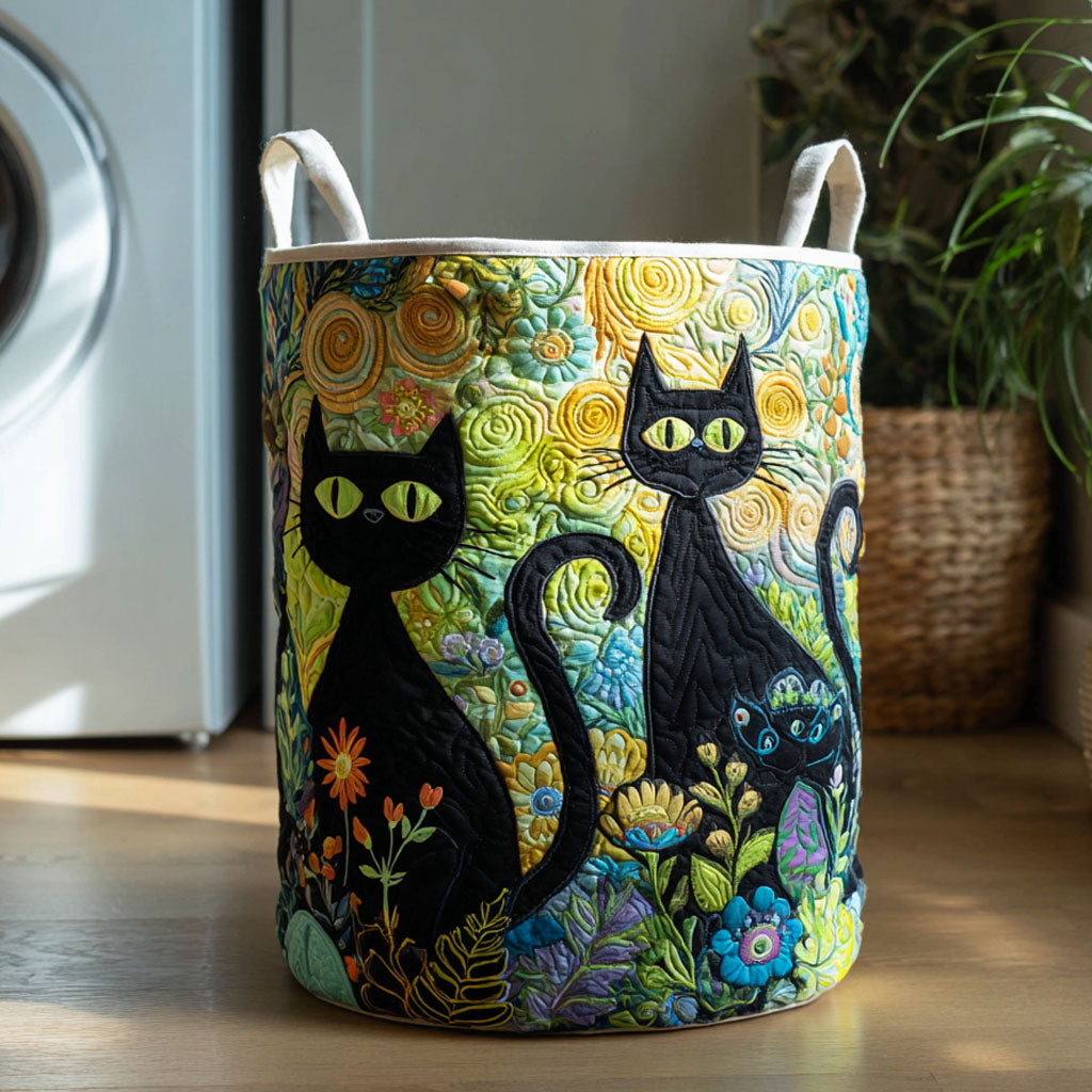 Feline Fiesta Quilted Laundry Basket 1