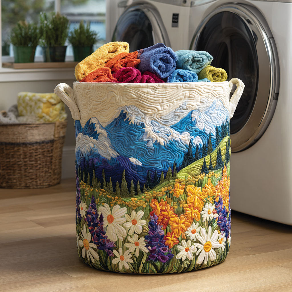 Flower Valley Quilted Laundry Basket 1