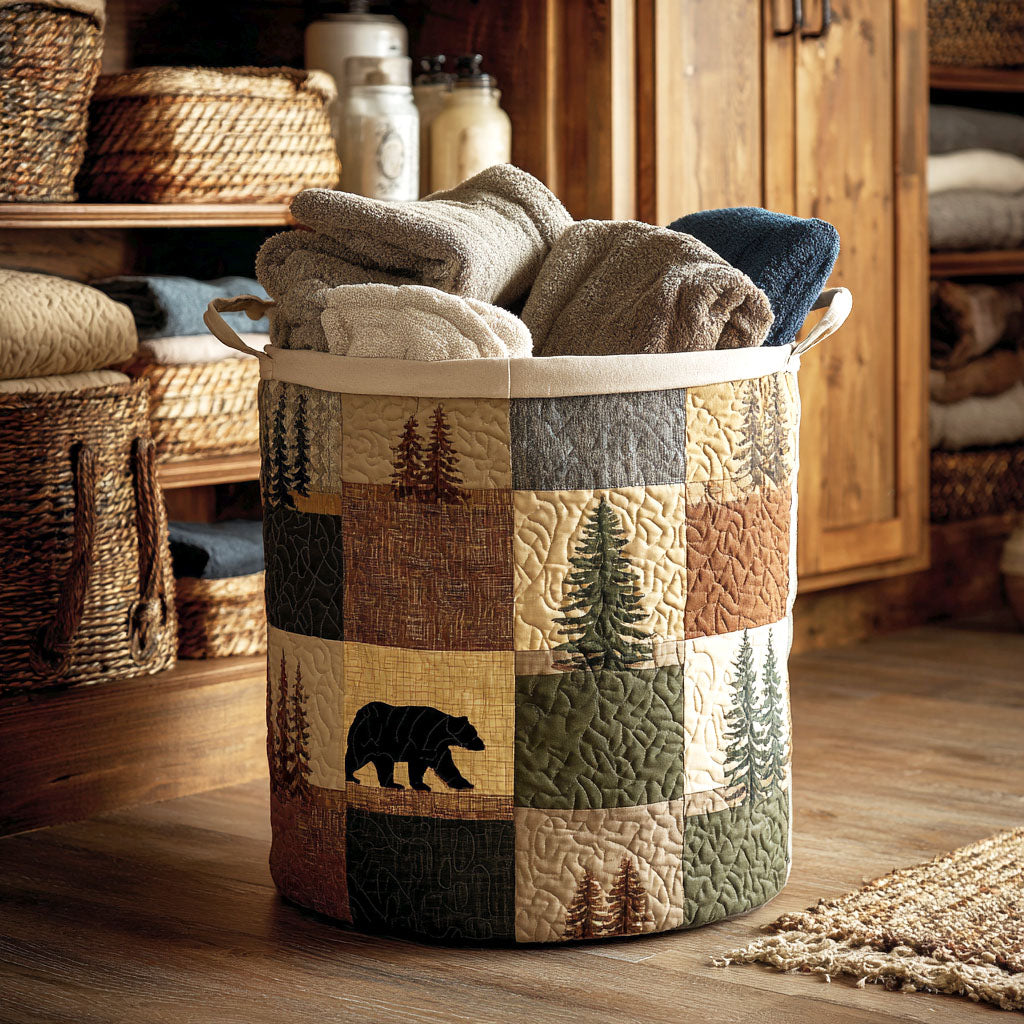 Forest Corner Quilted Laundry Basket 1