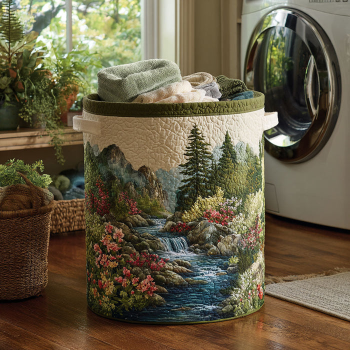 Forest Stream Quilted Laundry Basket 1